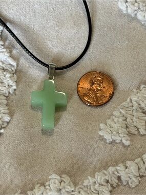 Green Cross Pendant Necklace - Unbranded
